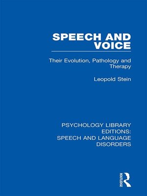 cover image of Speech and Voice